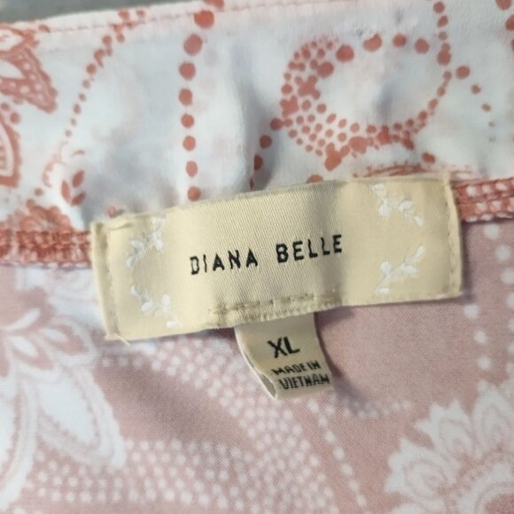 Diana Belle Womens XL Rust Red White Floral Bow Neck Blouse Boho Cottagecore - Picture 2 of 10